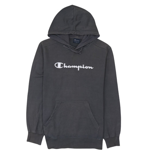 Champion Men's Grey Pullover Hoodie L Logo Sportswear Sweatshirt