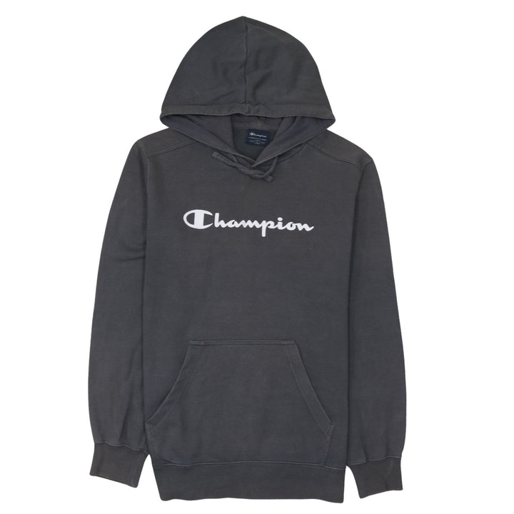 Champion Men's Grey Pullover Hoodie L Logo Sportswear Sweatshirt