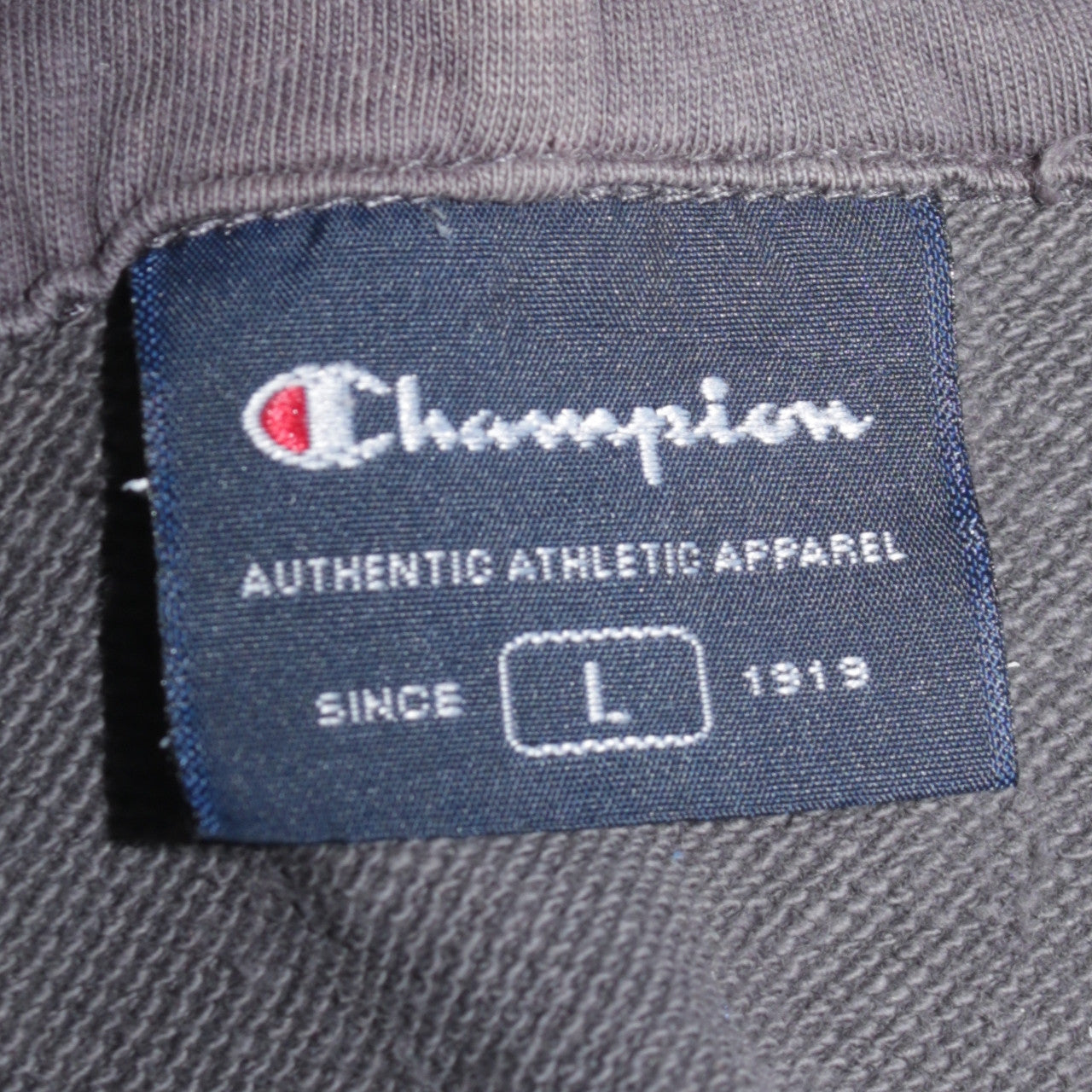 Champion Men's Grey Pullover Hoodie L Logo Sportswear Sweatshirt