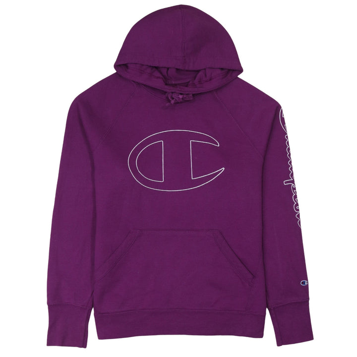 Champion Womens Purple Pullover Hoodie L Logo Athleticwear