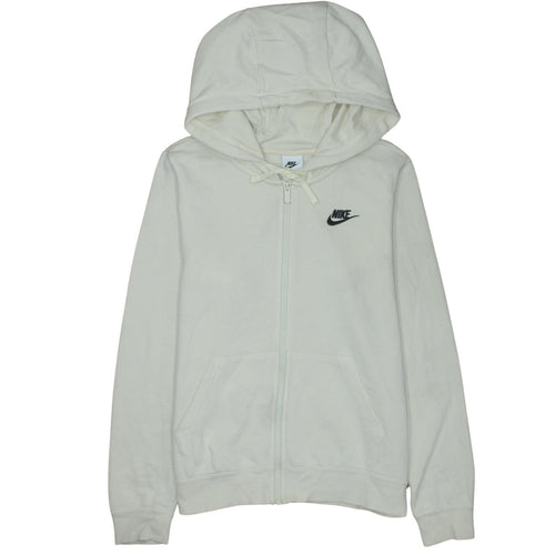 Nike Women Beige Full Zip Hoodie Small Hooded Cotton Blend