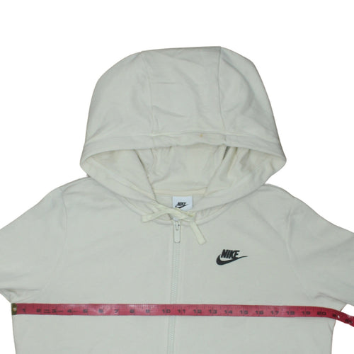 Nike Women Beige Full Zip Hoodie Small Hooded Cotton Blend