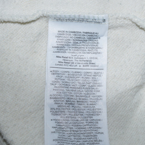 Nike Women Beige Full Zip Hoodie Small Hooded Cotton Blend