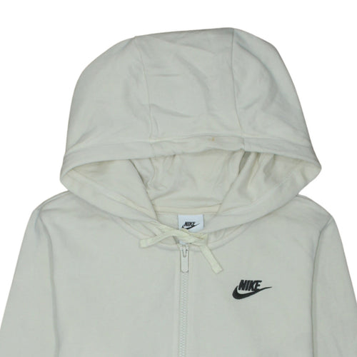Nike Women Beige Full Zip Hoodie Small Hooded Cotton Blend