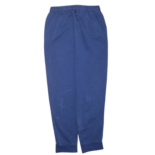 Adidas Men Blue L Track Pants Fleece Regular Fit Side Stripe Sportswear