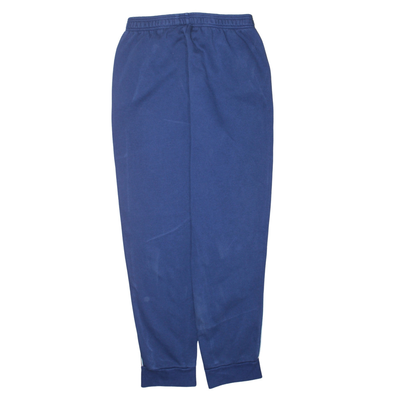 Adidas Men Blue L Track Pants Fleece Regular Fit Side Stripe Sportswear