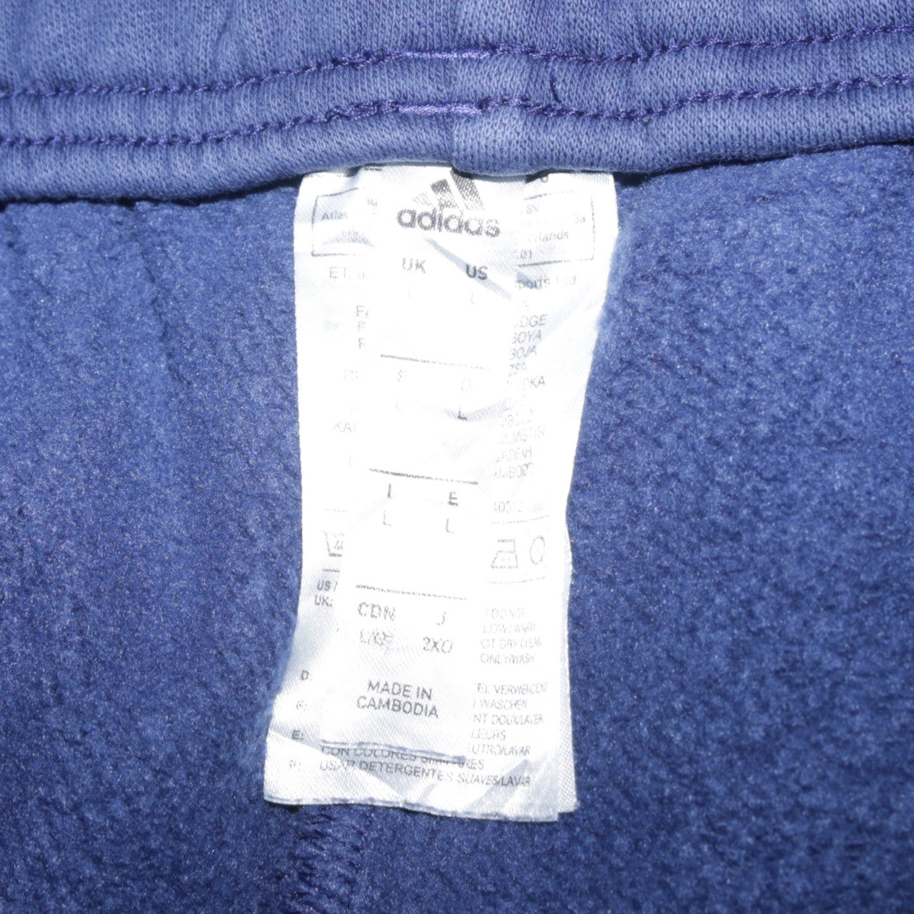 Adidas Men Blue L Track Pants Fleece Regular Fit Side Stripe Sportswear