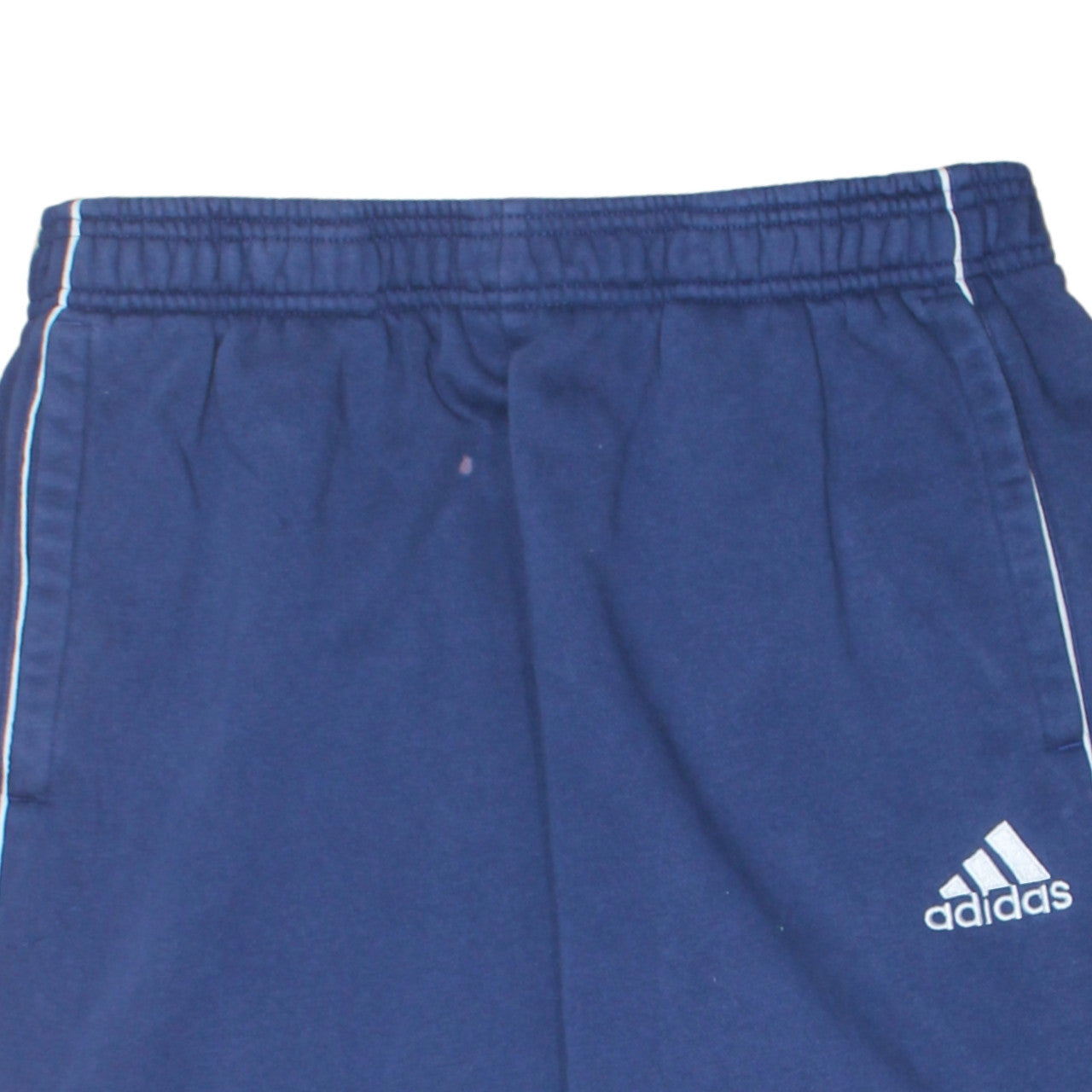 Adidas Men Blue L Track Pants Fleece Regular Fit Side Stripe Sportswear