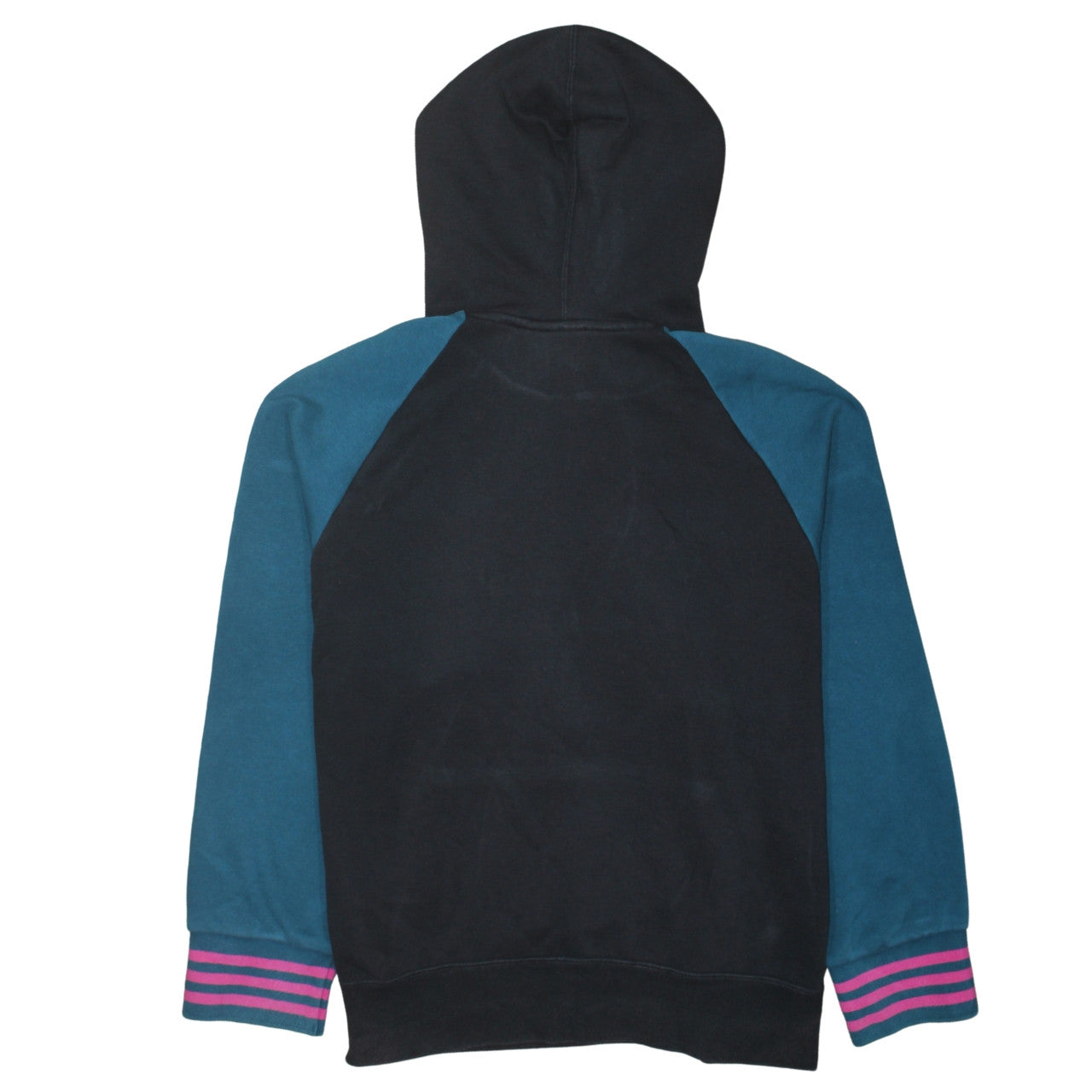 Adidas Womens Black Blue Hoodie Size 10 Pullover Cotton Logo
