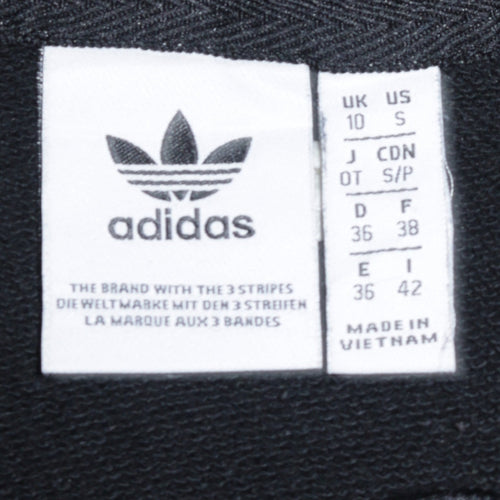 Adidas Womens Black Blue Hoodie Size 10 Pullover Cotton Logo