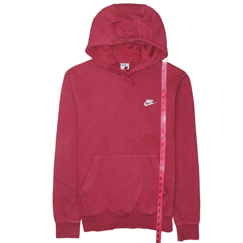 Nike Men's Red Pullover Hoodie Small Logo Fleece Sweatshirt