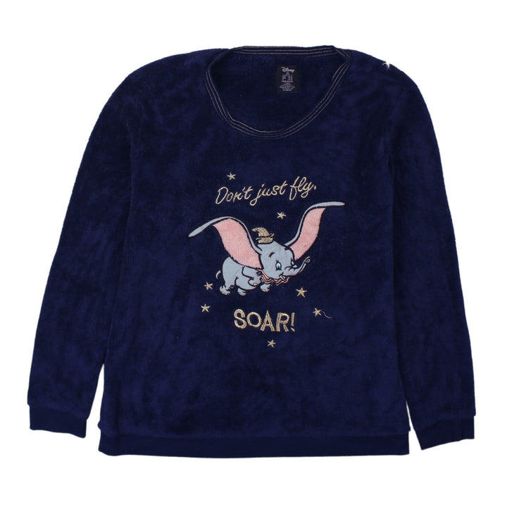 Disney Womens Blue Dumbo Fleece Pyjama Top Size 12-14