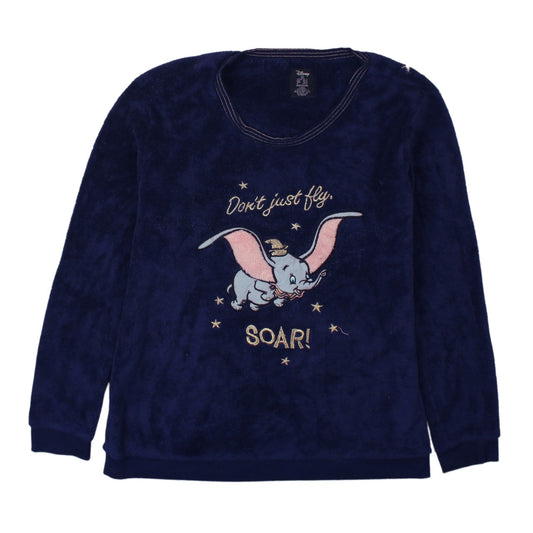 Disney Womens Blue Dumbo Fleece Pyjama Top Size 12-14