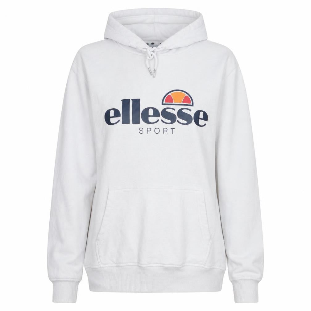 Ellesse Women White Hoodie UK 12 Pullover Cotton Blend Casual