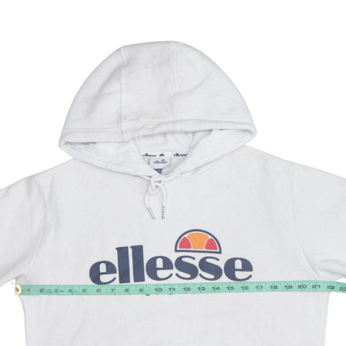Ellesse Women White Hoodie UK 12 Pullover Cotton Blend Casual