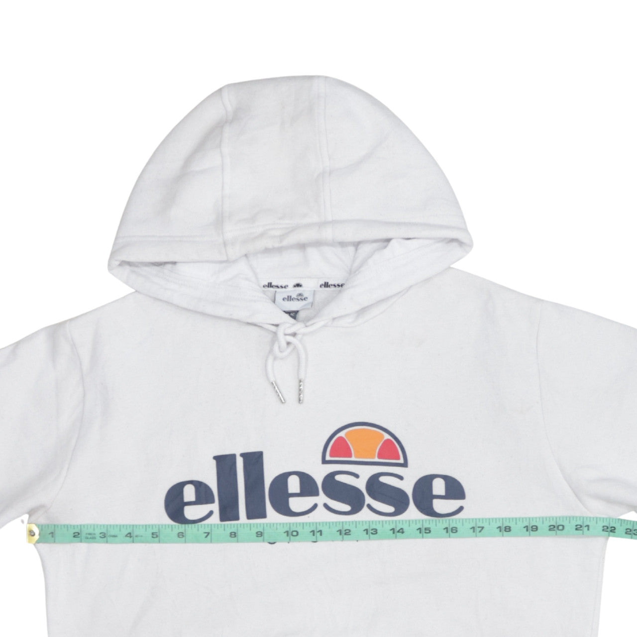 Ellesse Women White Hoodie UK 12 Pullover Cotton Blend Casual