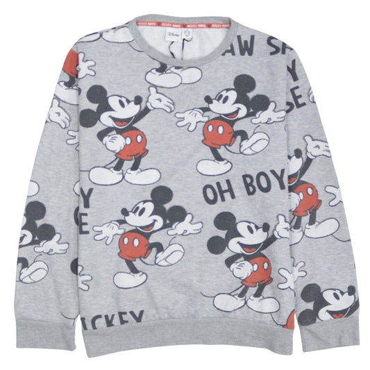 Disney Women’s Grey Mickey Mouse Pullover Sweatshirt Size M 12/14
