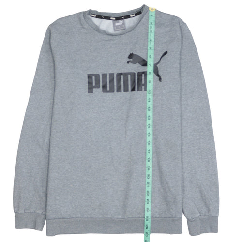 Puma Men's Grey Logo Crew Neck Sweatshirt Size M Regular Fit