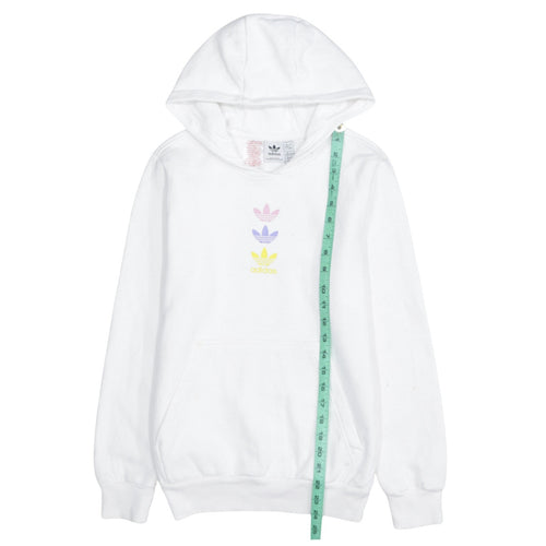 adidas Girls White 12-13 Years Pullover Hoodie with Logo Print