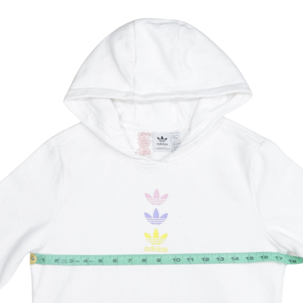 adidas Girls White 12-13 Years Pullover Hoodie with Logo Print