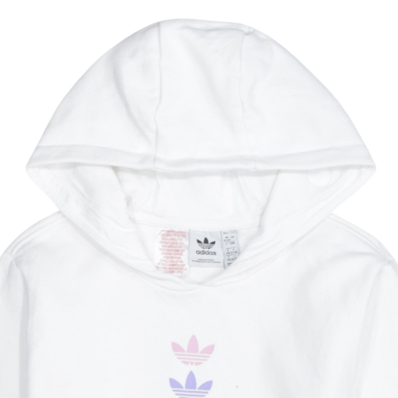 adidas Girls White 12-13 Years Pullover Hoodie with Logo Print