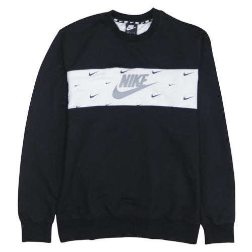 Nike Women's Black White Logo Crew Neck Pullover Sweatshirt L