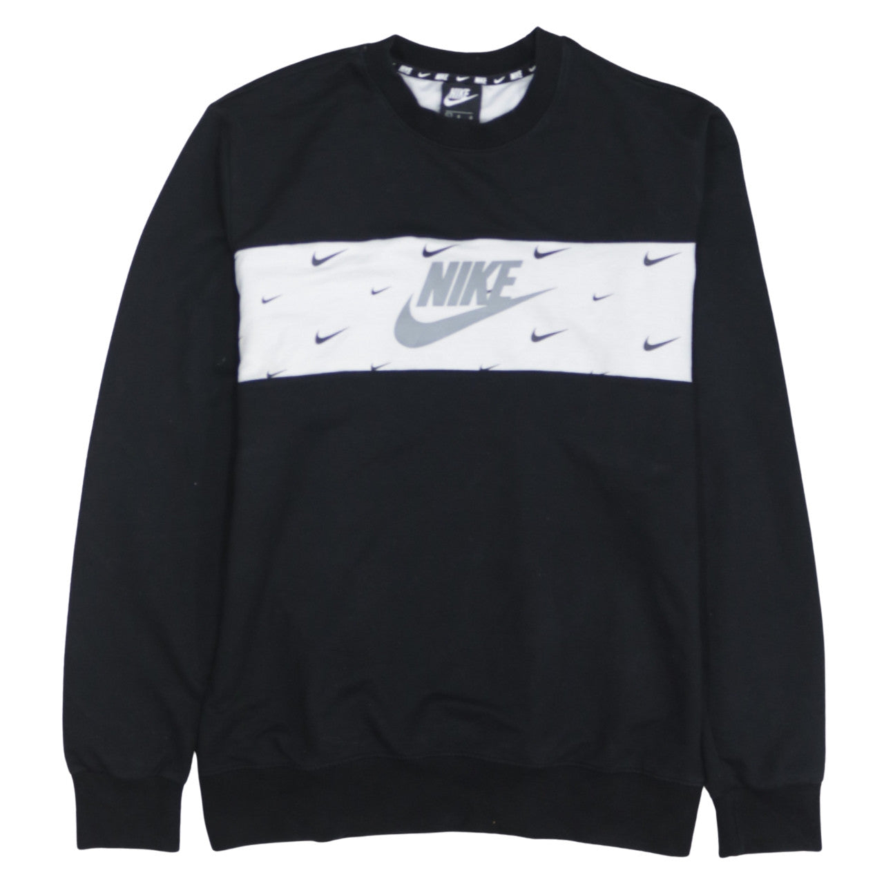 Nike Women's Black White Logo Crew Neck Pullover Sweatshirt L