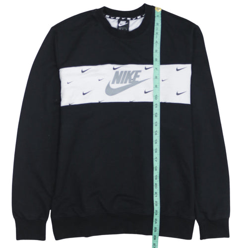 Nike Women's Black White Logo Crew Neck Pullover Sweatshirt L