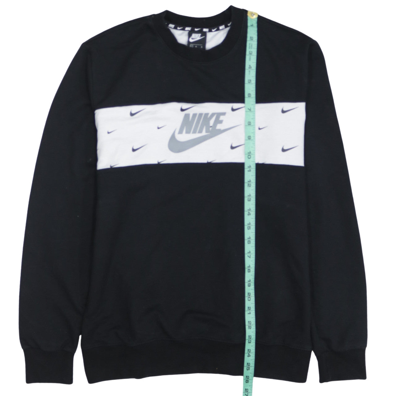 Nike Women's Black White Logo Crew Neck Pullover Sweatshirt L