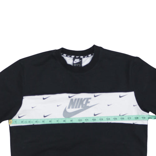 Nike Women's Black White Logo Crew Neck Pullover Sweatshirt L