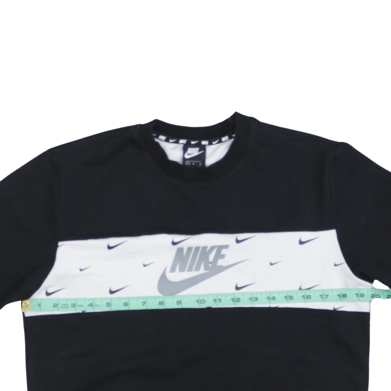 Nike Women's Black White Logo Crew Neck Pullover Sweatshirt L