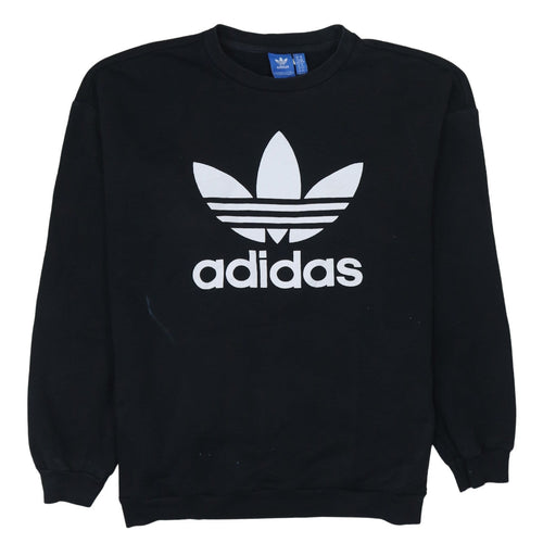 Adidas Womens Black Crew Neck Pullover Sweatshirt Size 14