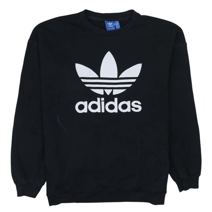 Adidas Womens Black Crew Neck Pullover Sweatshirt Size 14