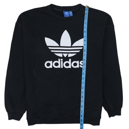 Adidas Womens Black Crew Neck Pullover Sweatshirt Size 14