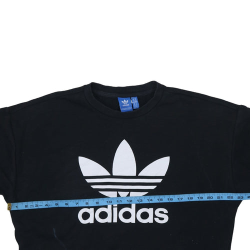 Adidas Womens Black Crew Neck Pullover Sweatshirt Size 14