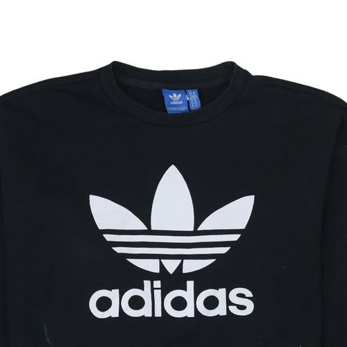 Adidas Womens Black Crew Neck Pullover Sweatshirt Size 14