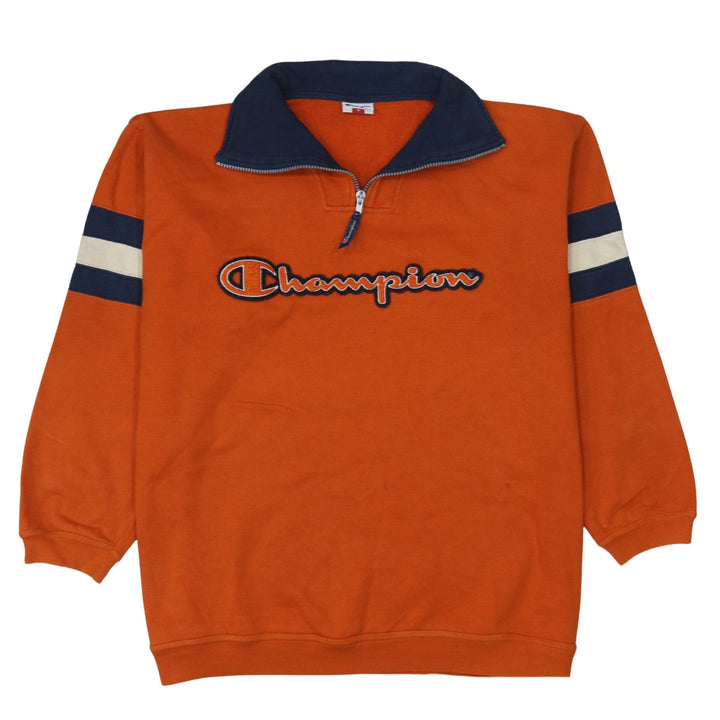 Champion Mens Orange 1/2 Zip Embroidered Logo Sweatshirt M