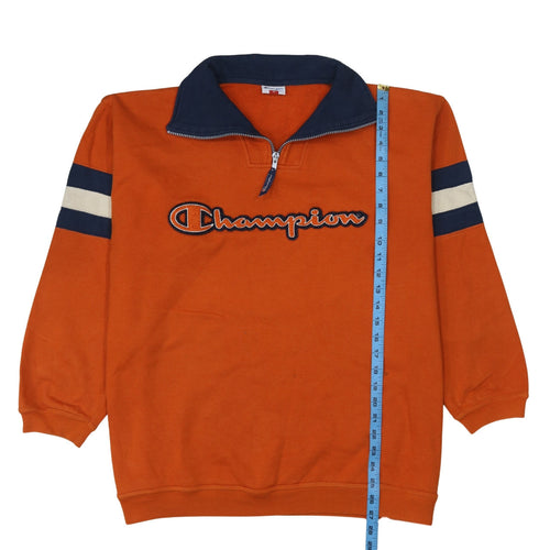Champion Mens Orange 1/2 Zip Embroidered Logo Sweatshirt M