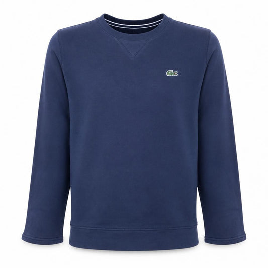 Front view of Lacoste Sport Men's Blue Crew Neck Sweatshirt, size S, Pullover Logo