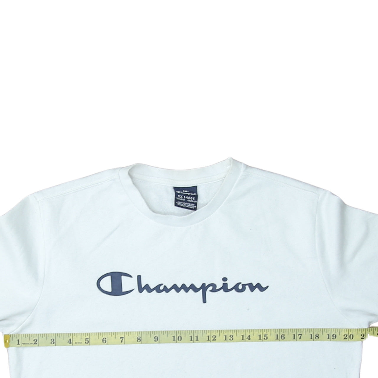 Champion Boys White 2XL Sweatshirt Crew Neck Long Sleeve Logo Pullover