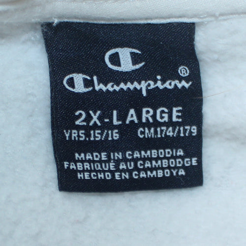 Champion Boys White 2XL Sweatshirt Crew Neck Long Sleeve Logo Pullover