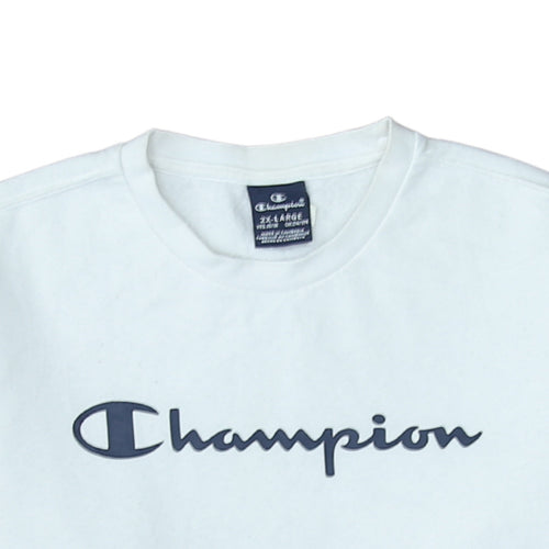 Champion Boys White 2XL Sweatshirt Crew Neck Long Sleeve Logo Pullover