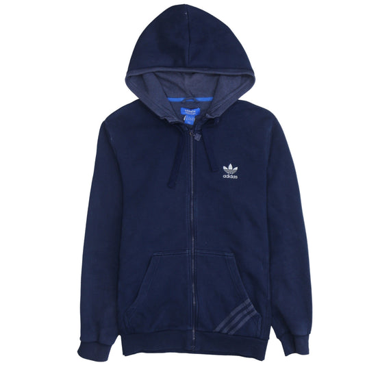 Adidas Mens Blue Full Zip Hooded Fleece Hoodie Size L
