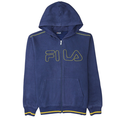 FILA Men's Blue Full Zip Hoodie L Sports Fleece Sweatshirt