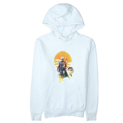 Primark Star Wars Men's White Pullover Hoodie L Mandalorian Design