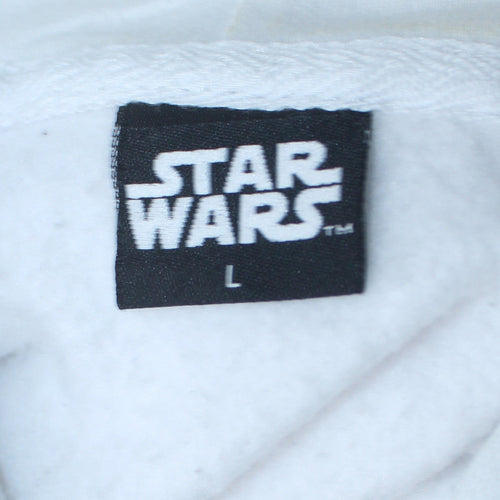 Primark Star Wars Men's White Pullover Hoodie L Mandalorian Design