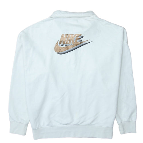 Nike Women White 1/4 Zip Oversized Pullover Sweatshirt Small