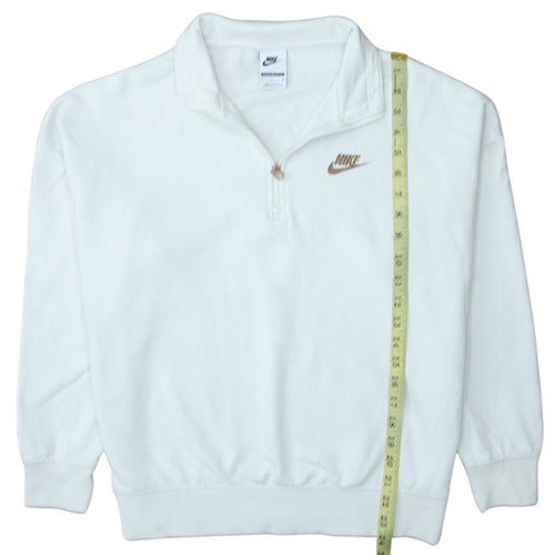 Nike Women White 1/4 Zip Oversized Pullover Sweatshirt Small