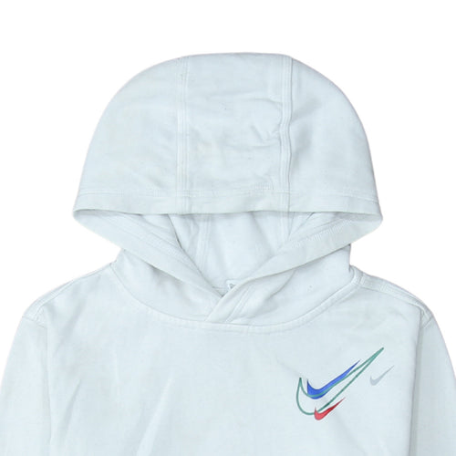Nike Boys White Pullover Hoodie XL 158-170cm Cotton Blend Graphic Sweatshirt