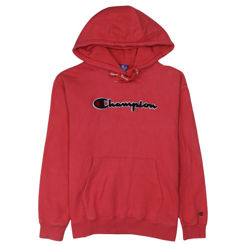 Champion Men's Red Pullover Hoodie Medium Graphic Logo Fleece
